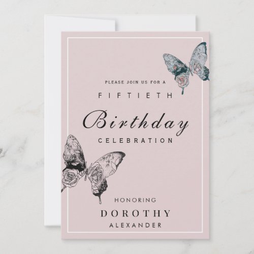 Modern Butterfly ANY Milestone Adult Birthday Invitation