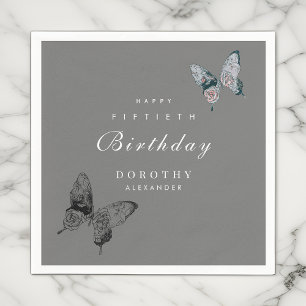 Modern Butterfly ANY Milestone Adult Birthday Napkins