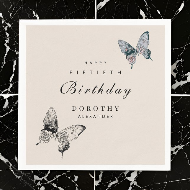 Modern Butterfly ANY Milestone Adult Birthday Napkins (Creator Uploaded)