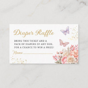 Modern Butterfly Baby Shower Diaper Raffle Ticket Enclosure Card