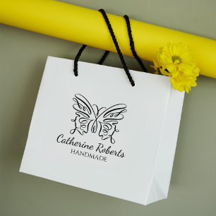 Modern Butterfly Custom Handmade Large Rubber Stamp