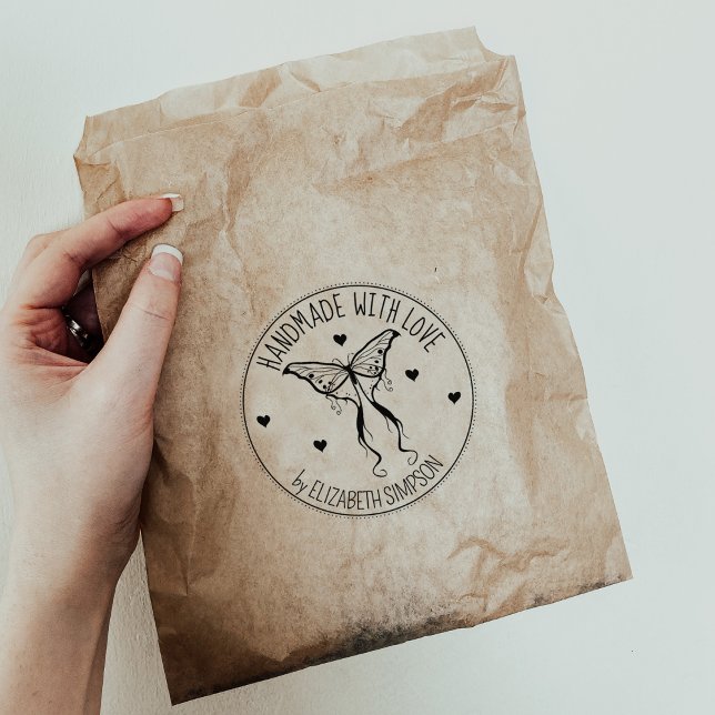 Modern Butterfly Custom Handmade with love,   Rubber Stamp (Creator Uploaded)