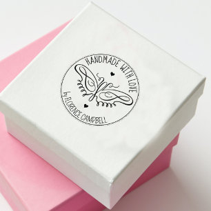 Modern Butterfly Custom Handmade with love, Rubber Stamp