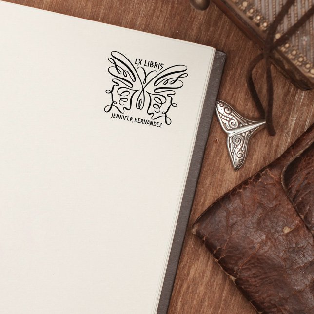 Modern Butterfly Ex Libris Book  Rubber Stamp (Creator Uploaded)
