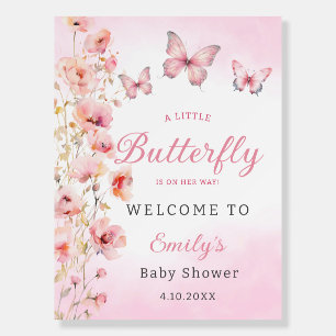 Modern Butterfly floral girl baby shower welcome Foam Board