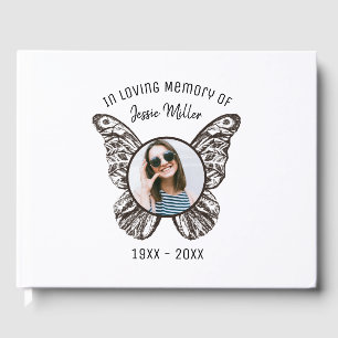 Modern Butterfly Memorial Guest Book