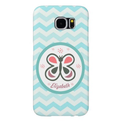 Modern Butterfly Personalized Chevron Gift Samsung Galaxy S6 Case