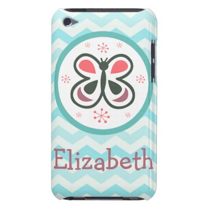 Modern Butterfly Personalized Chevron Kids Decor iPod Touch Cover