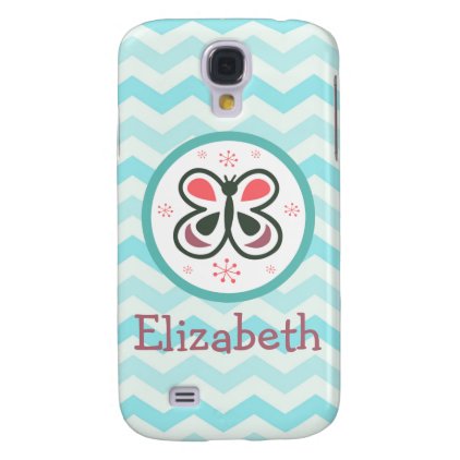 Modern Butterfly Personalized Chevron Kids Design Galaxy S4 Cover