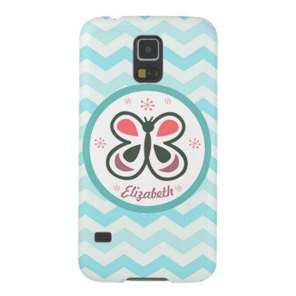 Modern Butterfly Personalized Chevron Kids Design Galaxy S5 Cover