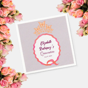 Modern Butterfly Tiara Crown Squiggle Napkins