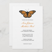 Modern Butterfly Wedding Invitation - Orange (Front/Back)
