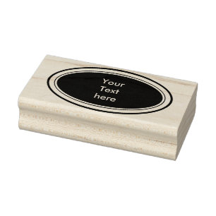 Modern Button Oval with frame + your Name Rubber Stamp