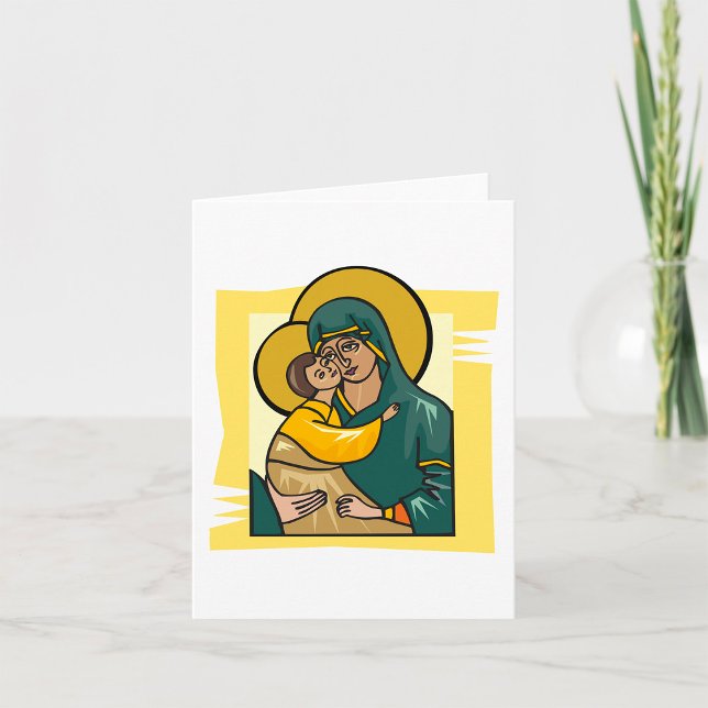 Modern Byzantine Virgin Mary and Child Religious  Card (Creator Uploaded)