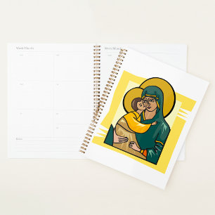 Modern Byzantine Virgin Mary and Child Religious Planner