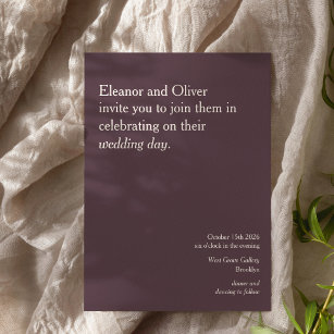 Modern Cabernet Wine Typography Stylish Wedding Invitation