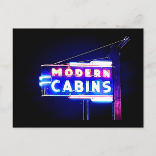 Modern Cabins-Rt. 66 Neon Park, St. Robert, MO Holiday Postcard