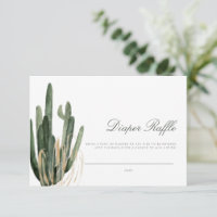 Modern Cactus Baby Shower Diaper Raffle Card