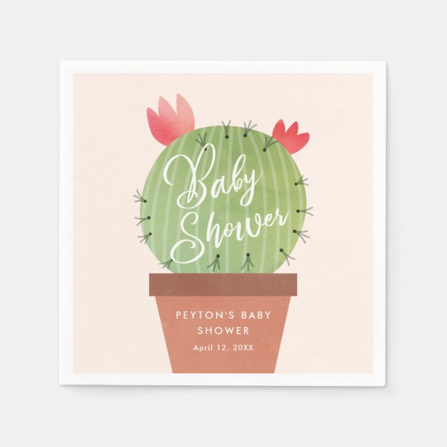 Modern Cactus Baby Shower Napkins (Front)