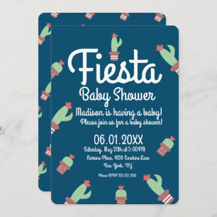 Modern Cactus Border Fiesta Baby Shower Invitation