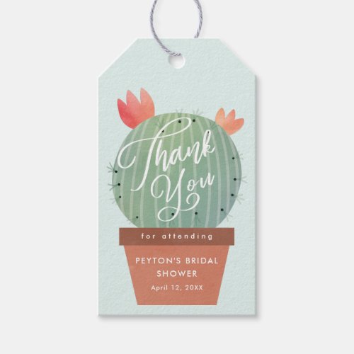 Modern Cactus Bridal Shower Thank You Favor Gift Tags