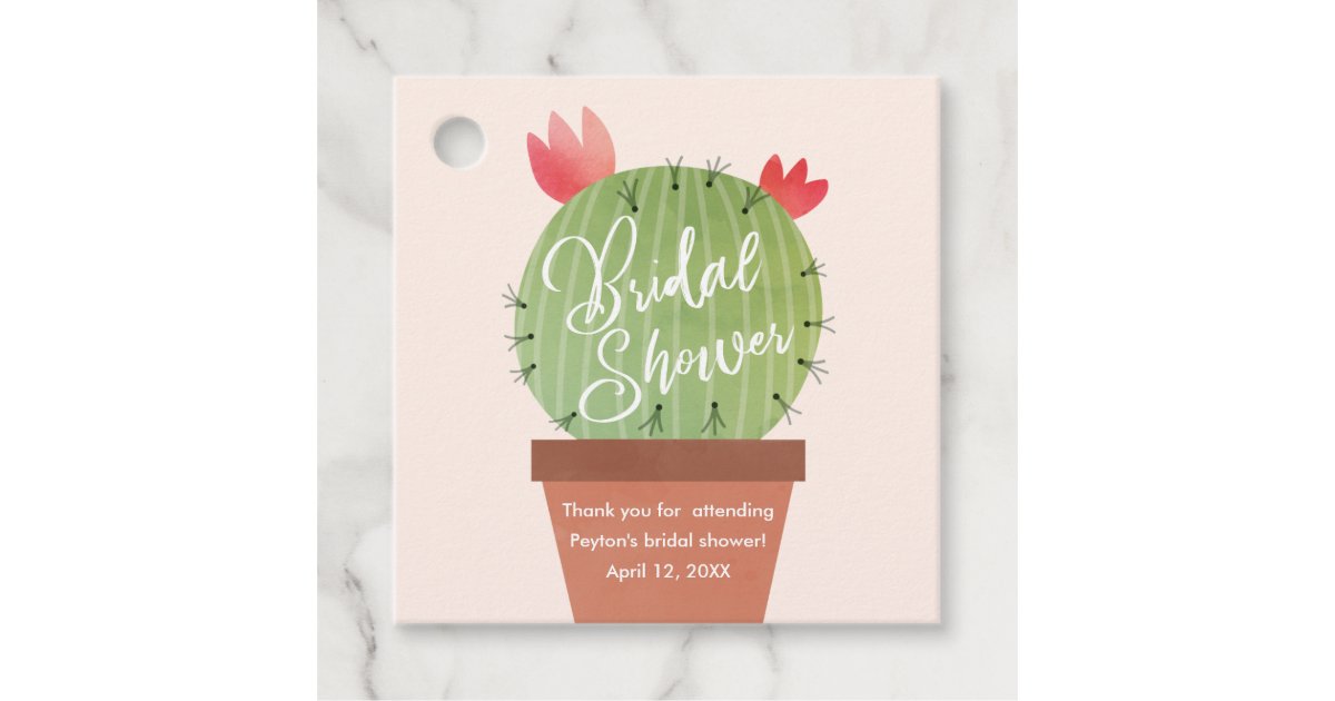 Modern Cactus Bridal Shower Thank You Favor Tags | Zazzle