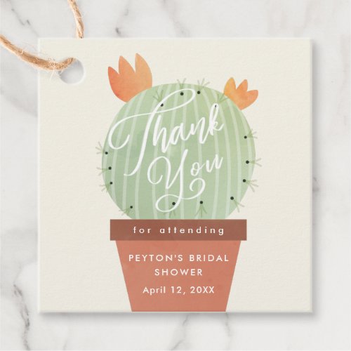 Modern Cactus Bridal Shower Thank You Favor Tags