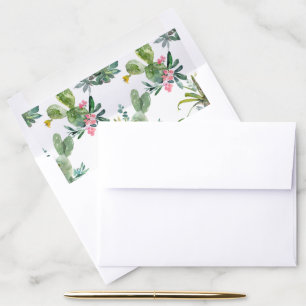Modern Cactus Cacti Succulent Floral Watercolor Envelope Liner