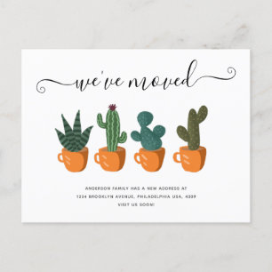 Modern Cactus Calligraphy We've Moved New Home Announcement Postcard