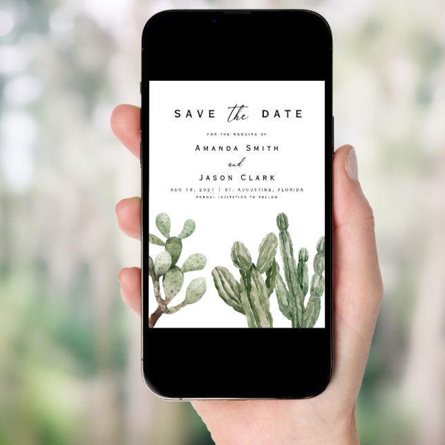 Modern Cactus Desert Boho Save The Date Wedding  Invitation (Front Digital)