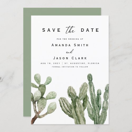 Modern Cactus Desert Boho Save The Date Wedding  Invitation - Modern Cactus Desert Boho Save The Date Wedding Invitation
This modern desert save the date card design is perfect for the couple looking to incorporate moody, desert vibe into their wedding stationery!