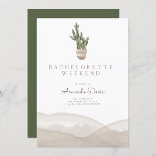 Modern Cactus Desert Western Bachelorette Weekend  Invitation