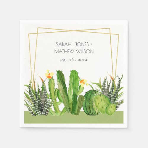 MODERN CACTUS FLORAL GARDEN WATERCOLOR WEDDING NAPKINS