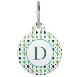 Modern Cactus flower pattern design Pet ID Tag