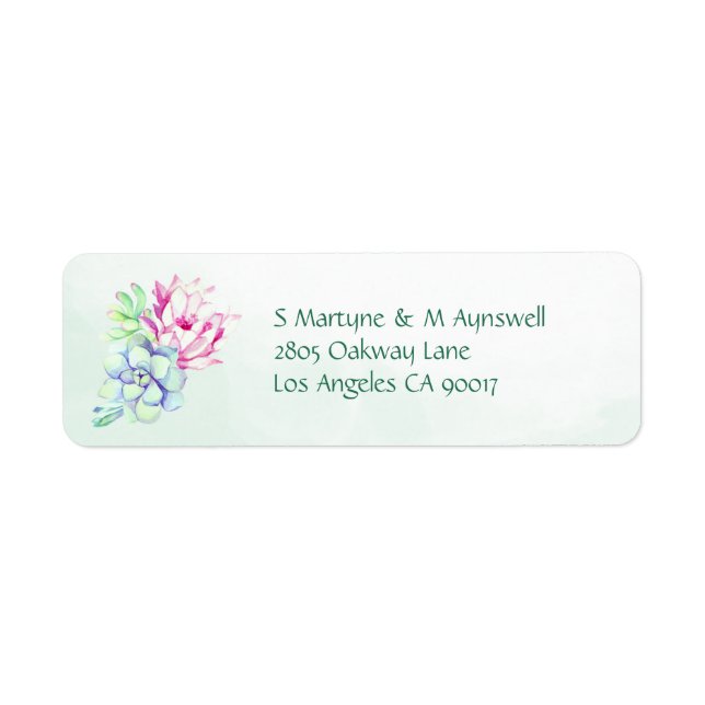 Modern Cactus Flower Succulents Floral Foliage Label (Front)