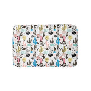 Modern Cactus Geometric Pattern Bath Mat