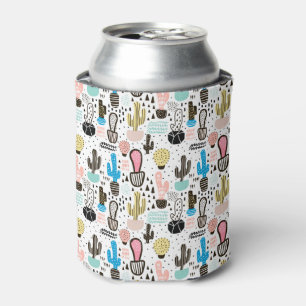 Modern Cactus Geometric Pattern Can Cooler