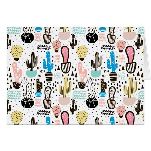 Modern Cactus Geometric Pattern Cards (Front Horizontal)