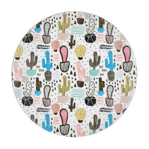 Modern Cactus Geometric Pattern Cutting Board