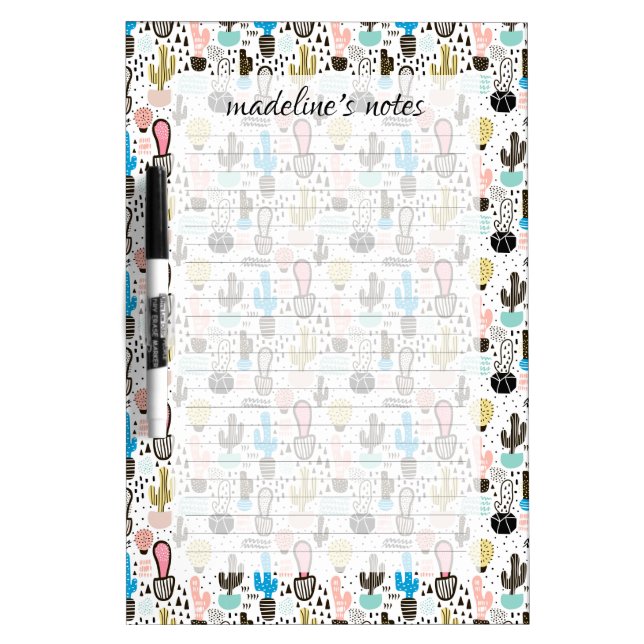 Modern Cactus Geometric Pattern Dry Erase Board (Front)