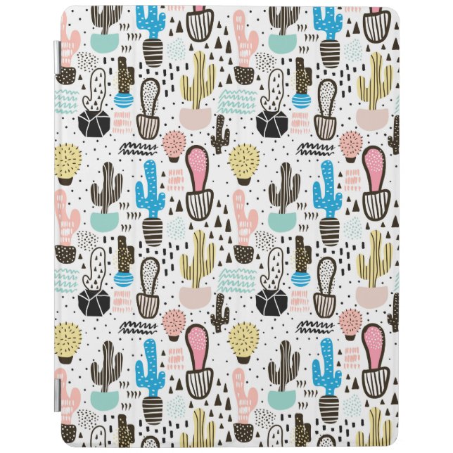Modern Cactus Geometric Pattern iPad Smart Cover (Front)