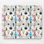 Modern Cactus Geometric Pattern Mouse Pad
