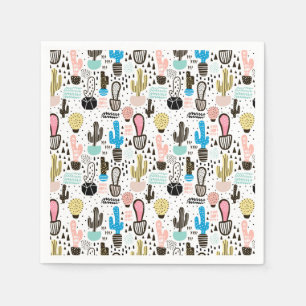 Modern Cactus Geometric Pattern Napkins