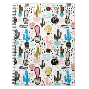 Modern Cactus Geometric Pattern Notebook
