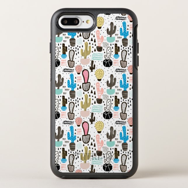Modern Cactus Geometric Pattern Otterbox iPhone Case (Back)