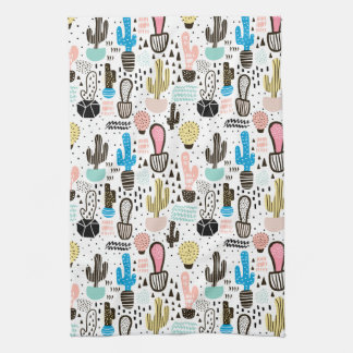 Modern Cactus Geometric Pattern Towel