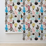Modern Cactus Geometric Pattern Wallpaper