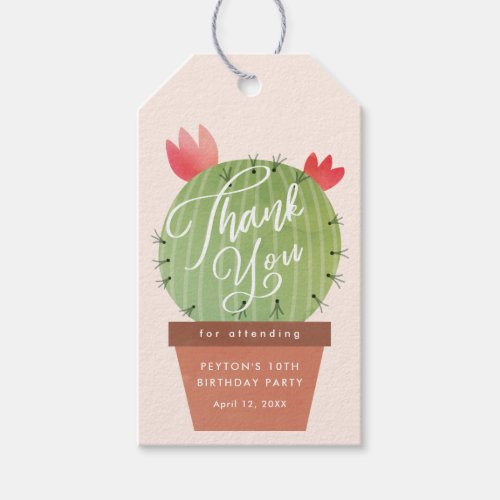 Modern Cactus Kids Birthday Party Thank You Favor Gift Tags