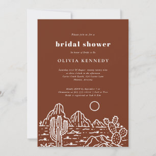 Modern Cactus Line Art Desert Bridal Shower Invitation