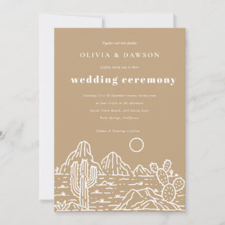 Modern Cactus Line Art Desert Wedding Invitation